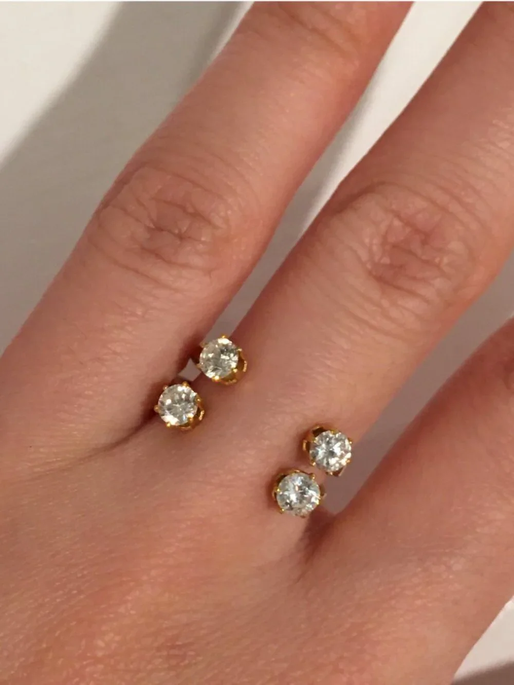 Open Four Stones 14K Gold Plated Ring